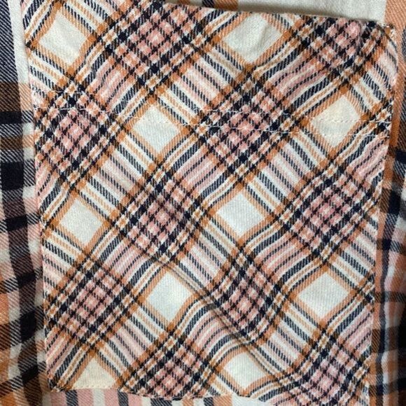 Topshop Womens Murphy Orange Black Check Button-Down Long Sleeve Blouse - Picture 7 of 9